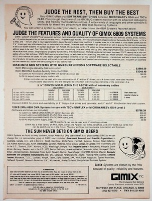 GIMIX 1981 Print Advertisement 6809 OS-9 FLEX Software Systems Vintage