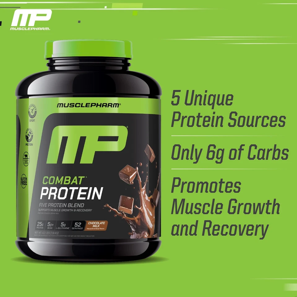 MusclePharm Combat протеиновый порошок шоколад молоко вкус питает мышцы для профессионального... - Изображение 4 из 4
