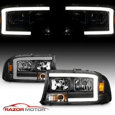1998-2004 For Dodge Durango/Dakota Black Super Bright LED C Bar Headlights