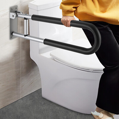 Black 5.9in Nonslip Foldable Aluminum Handrail Grab Bars For Disabled& Elderly