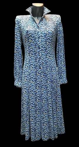 Vestito Donna Vintage Classico Jersey Autunno Inverno Misto Lana Fantasia 70's - Picture 10 of 97