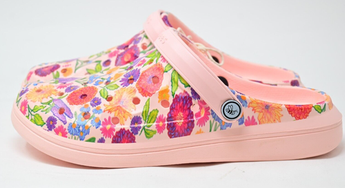 Joybees Varsity Clog Graphic Pale Painted Floral in 8 - Picture 2 of 6
