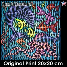 wall art painting acquarius fishing pop op red fish koi dolphin water figures