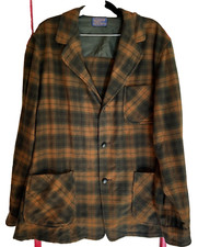 VINTAGE Pendleton Womans Large Blazer Jacket Red Plaid Virgin Wool 3 Button HOLE