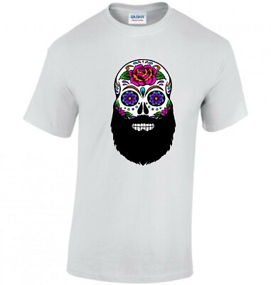  NEUHEIT BEDRUCKTES T-SHIRT HERREN..BEARDED SUGAR SKULL.. TAG DER TOTEN 
