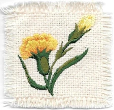Yellow Carnation Flower Canvas embroidered Patch