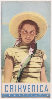 Vintage Crikvenica Jugoslawien Kroatien Reise Tourist Prospekt Karte 50er Jahre