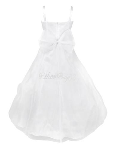 Kids Girls Rhinestone 3D flower Tutu Gown Princess Bridesmaid Wedding Long Dress - Picture 12 of 81