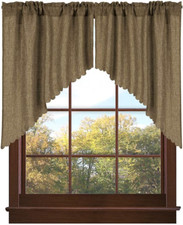 Soft Burlap Look Swag Curtains Rustic Natural Tan Rod Pocket Kitchen Valance Cur