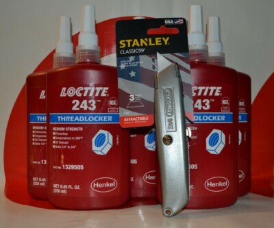 5 Bottles of LOCTITE 243 250ml  Medium Strength Thread Locker   1329505