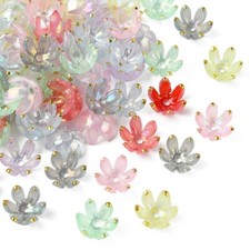 100x Acrylic Flower Floral Spacer Bead Caps End for Jewelry Making Crafts Bulk