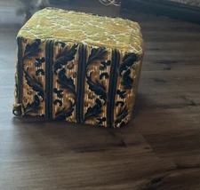 VintageOttoman Pouf Footstool Floor Groovy Furniture Pattern Velvet Boho READ