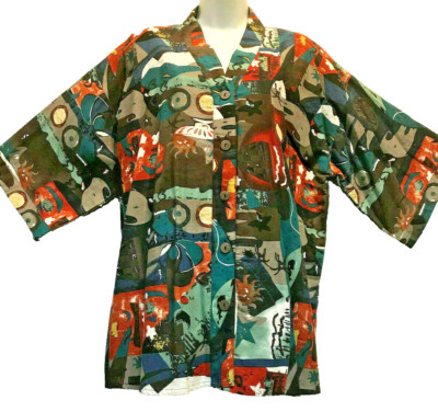 Nwt SACRED THREADS hippie boho bohemian funky abstract kimono TOP TUNIC 22W 2X
