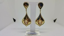 Boucles D'Oreilles Pendantes Avec Camée En Or Jaune 18KT 750 16,2 Grammes (3531)