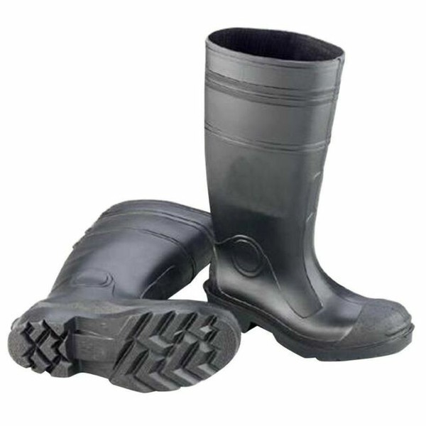 black rubber rain boots