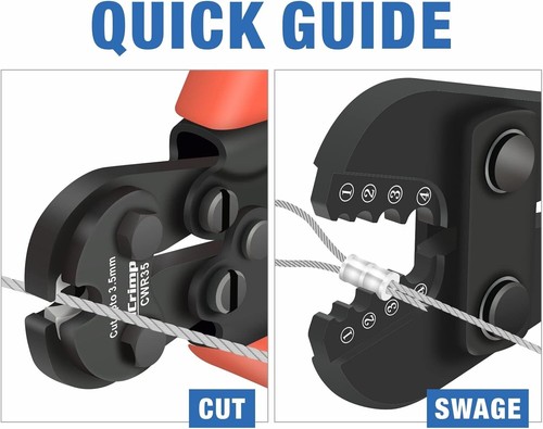 Ergonomic iCrimp Wire Rope Crimping Tool with Cutter - Cut & Swage Effortlessly - Picture 7 of 9