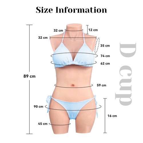 Silicone Body Suit Realistic Breast Forms C D Cup Fake Vagina Tits Crossdresser - Picture 18 of 24