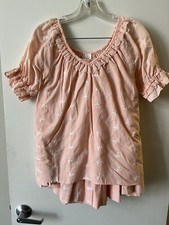 Vintage Peachy 2pc Square Dance With Butterflies