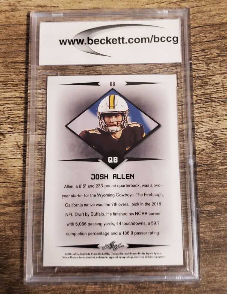 2018 Leaf Rookie Star Josh Allen RC Beckett BCCG 10 BUFFALO