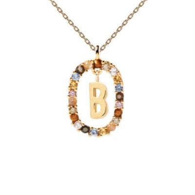 Pendentif Lettre B Plaqué Or – Avec Zirconium, Neuf Avec étiquettes