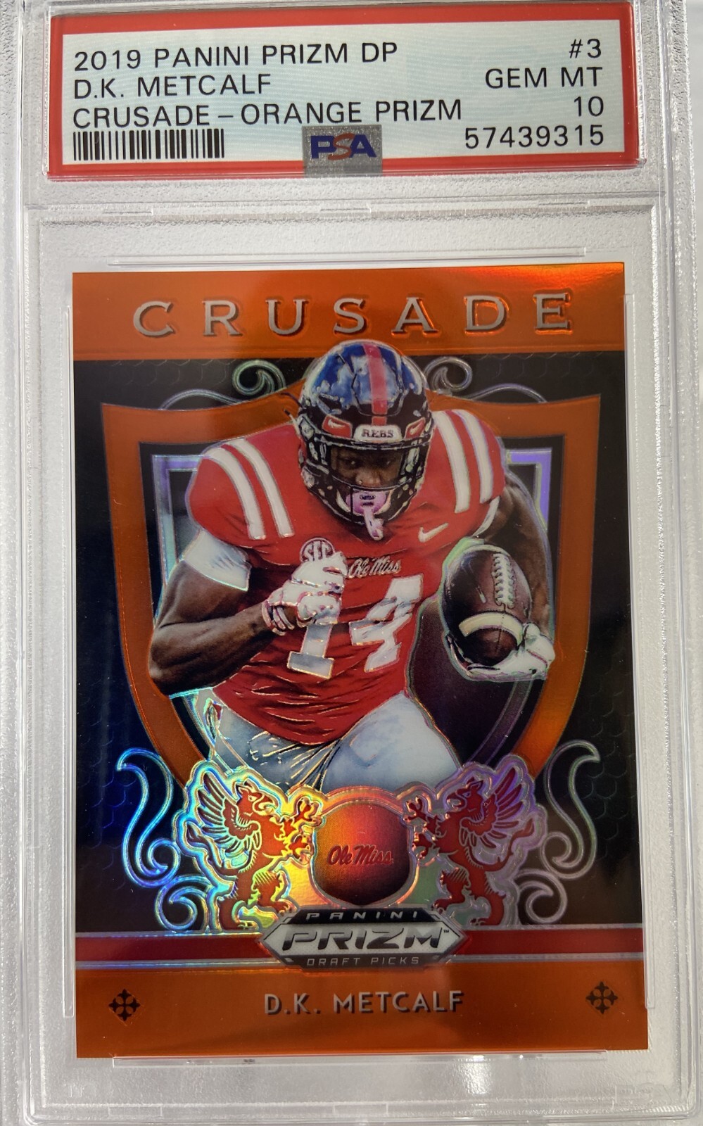 DK Metcalf Panini Prizm Draft Picks Crusade #3 Orange Prizm