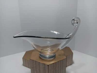 Gravy Boat Creamer Glass Sauce Boat Unique Circle Snail Scroll Handle - Image 1 of 4
