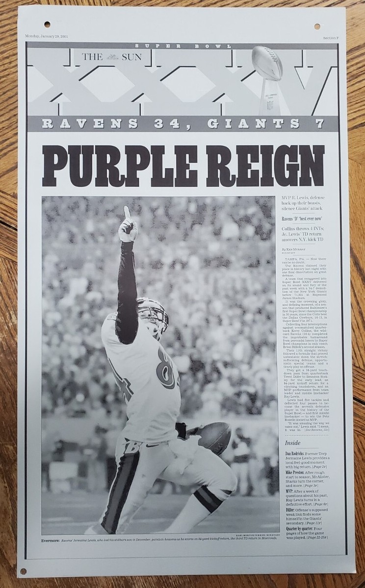 2001 Baltimore Ravens 2nd Super Bowl ORIGINAL Newspaper Printing