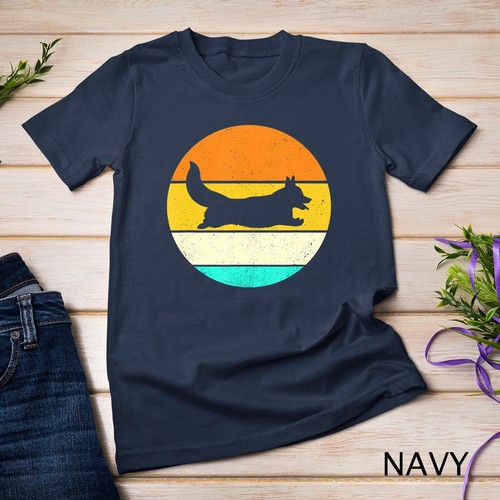 Cardigan Pembroke Welsh Corgi Silhouette Retro Vintage Gift Unisex T-shirt - Picture 7 of 15