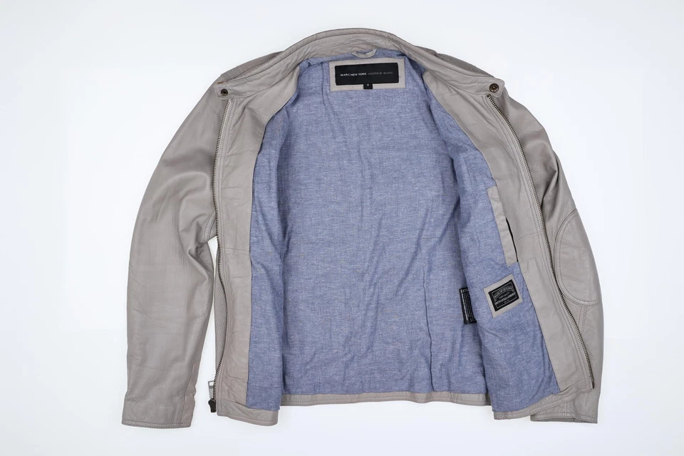 Marc New York Andrew Marc 288605 Dove Gray Lamb Leather Mens Jacket size M - Image 2 of 3