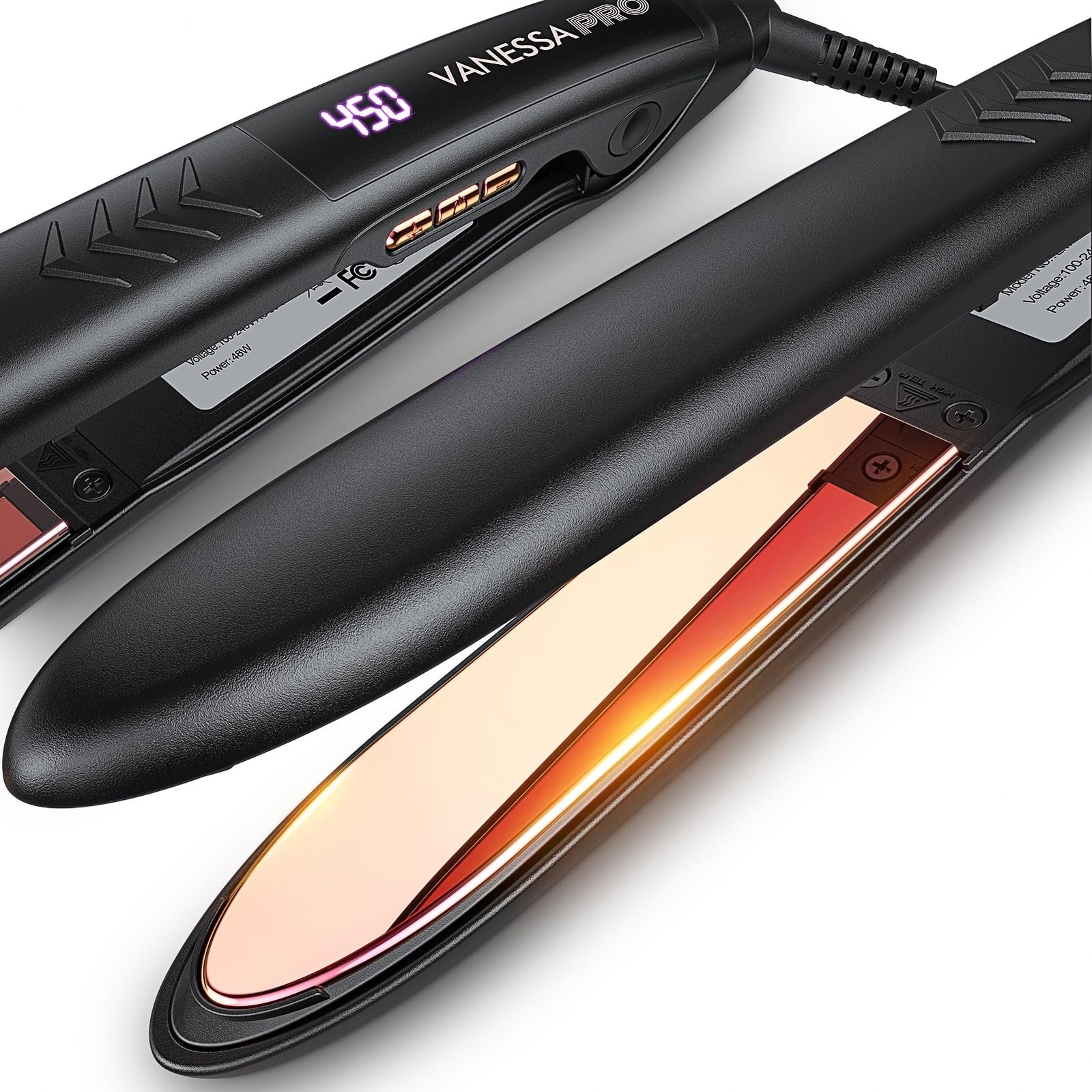 VANESSA PRO Flat Iron Hair Straightener, 100% Pure Titanium Flat Iron ...