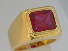 11X9 mm July Red Ruby Color CZ Birthstone Men's Solitaire Jewelry Ring Size 7-15
