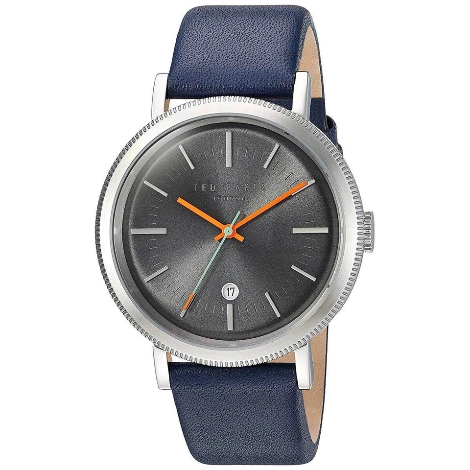 Relógio Ted Baker masculino pulseira de couro azul com mostrador analógico cinza 10031505 - Imagem 2 de 4