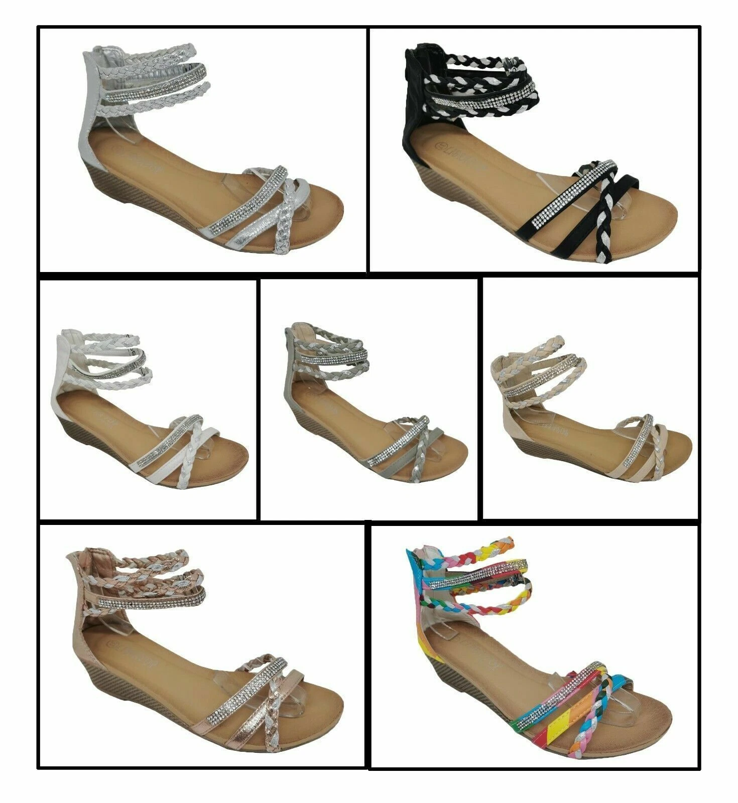 WOMENS LADIES SUMMER SANDALS GIRLS LOW HEEL WEDGE STRAPPY GLADIATOR BEACH SHOES