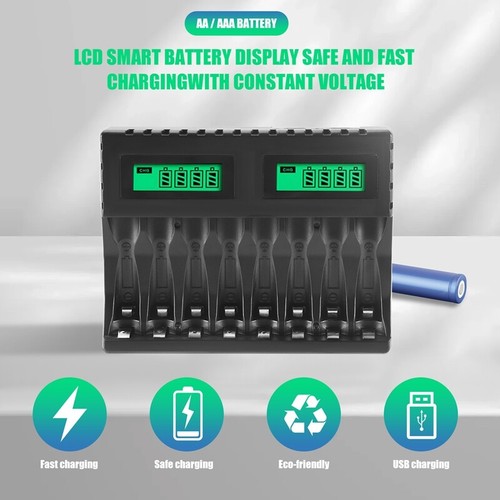 Battery LCD Display Intelligent 8-Slot Chargers for AA/AAA NiCd NiMh9023 - Picture 4 of 7