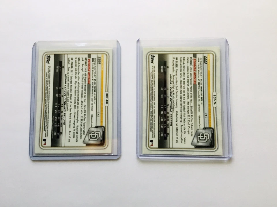 2020 Bowman Chrome Prospect MacKenzie Gore GREEN /99 & MOJO BCP-184 PADRES  - Image 4 of 4