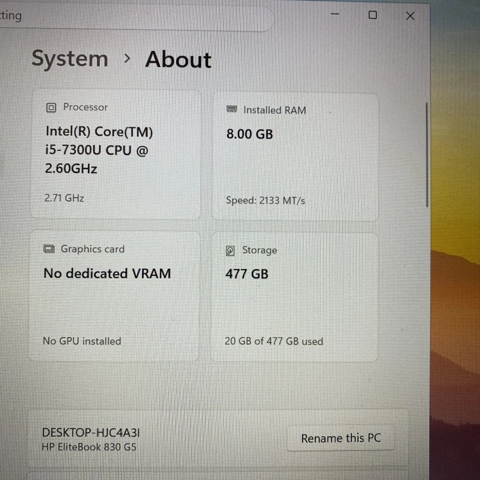 HP EliteBook 830 G5 · i5-7300U · 8GB · 512GB, photo 2 of 5