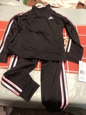 Adidas Kids Black  Pink Track Suit Size 5 NWT