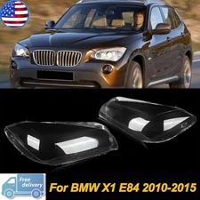 For BMW X1 E84 2010-2015 Pair Front Headlight Lens Replace Covers Clear Shell
