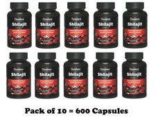 Pack of 10 Bottles 100 Pure Himalayan Shilajeet Capsules 600 Capsules