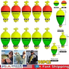 10PC 3Size Weighted Bobbers for Fishing Floats Cigar Shape EVA Foam Snap-on Fish