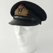 WW2 - ROYAL NAVY - OFFICER CAP - BRITISH MILITARY WWII - KINGS CROWN HAP