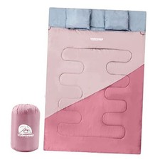 Double Sleeping Bag for Adults Kids - Lightweight 2 Person 5.3 Lbs Pink