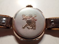 antik Taschenuhr als Armbanduhr 800 Silber Liebe Glaube Hoffnung 10 Rubis 29,3 g