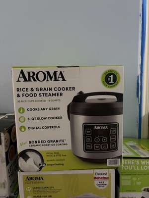 Aroma 8-Cup (Cooked) Rice & Grain Cooker, Steamer, New Bonded Granite Coating
