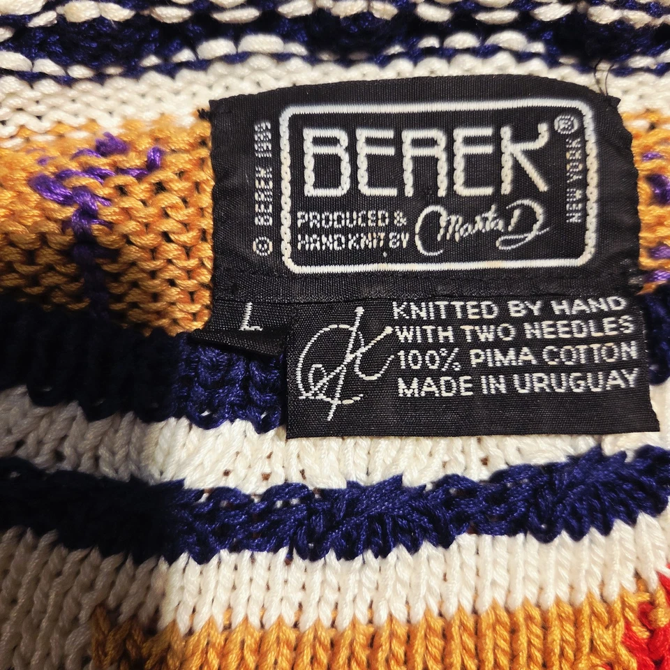 Suéter de jinete vintage Berek tejido a mano carreras de caballos manga corta algodón talla L Foto 2 de 4