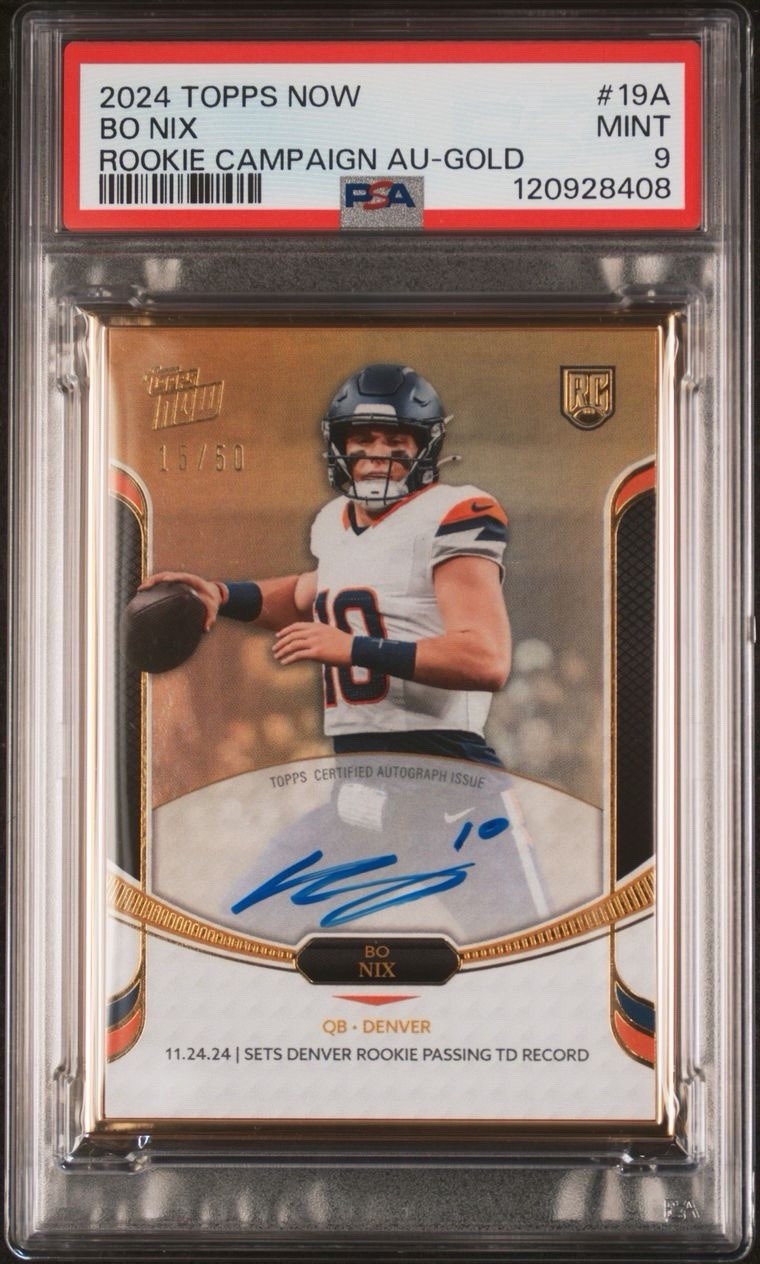 Bo Nix Topps Now Rookie Campaign Autographs #19A Gold
