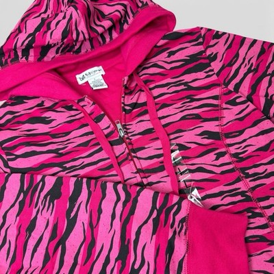 Y2k Abbey Dawn Inspired Zebra Hoodie Pink Black Junior Size L