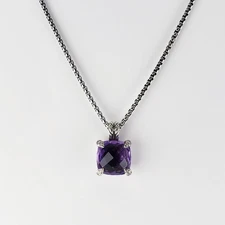 David Yurman Chatelaine Necklace in Sterling Silver - Amethyst & Diamonds - 11mm