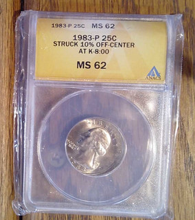 1983 P 25% Off Center Washington Quarter ANACS MS62 (117)