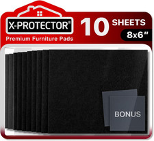 Felt Furniture Pads 10 PCS - Premium 8  X 6  X 1/5  Heavy Duty Black Felt Sheet